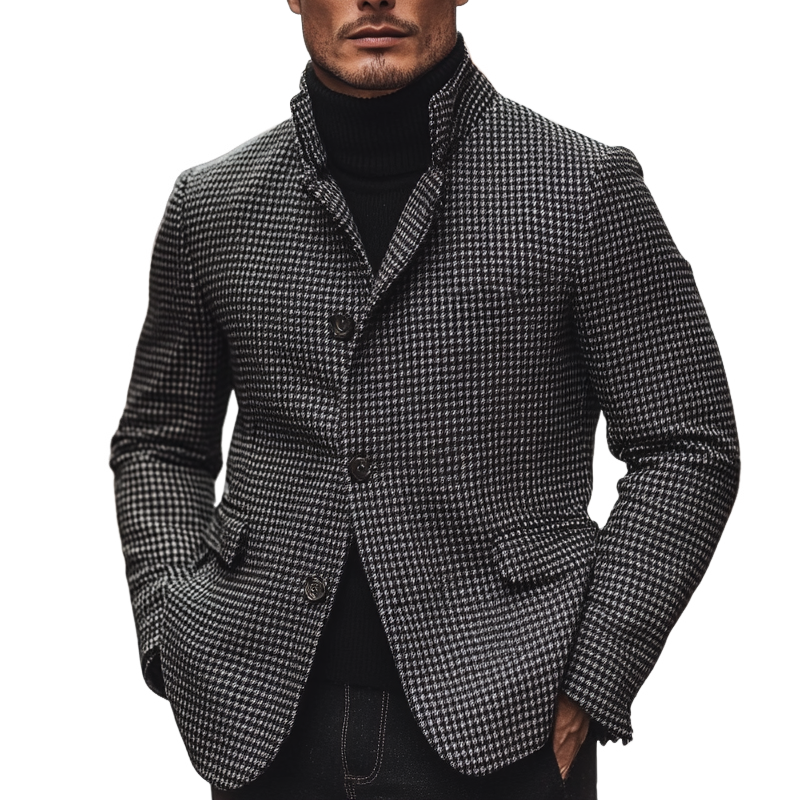 Men's Vintage Houndstooth Jacquard Lapel Jacket MTA1811I1X