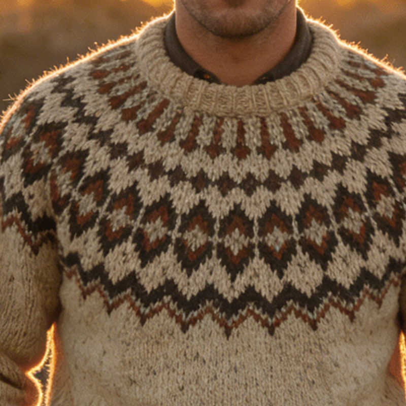 Men's Retro Casual Knit Crew Neck Sweater MTA1283L0TO