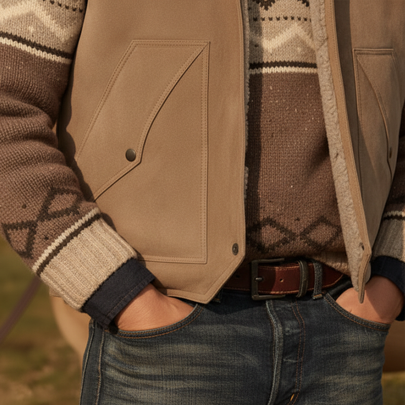 Men's Winter Retro Faux Suede Patchwork Fleece Lining Vest MTA0542K7P