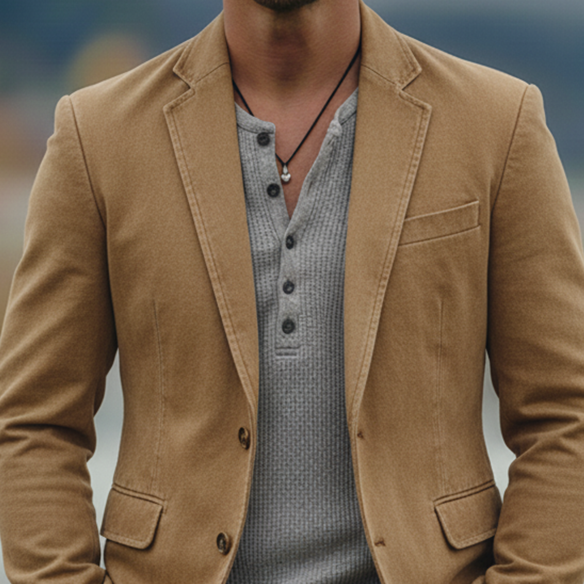 Men's Classic Casual Washed Cotton Blend Single-breasted Blazer MTA1667L5K