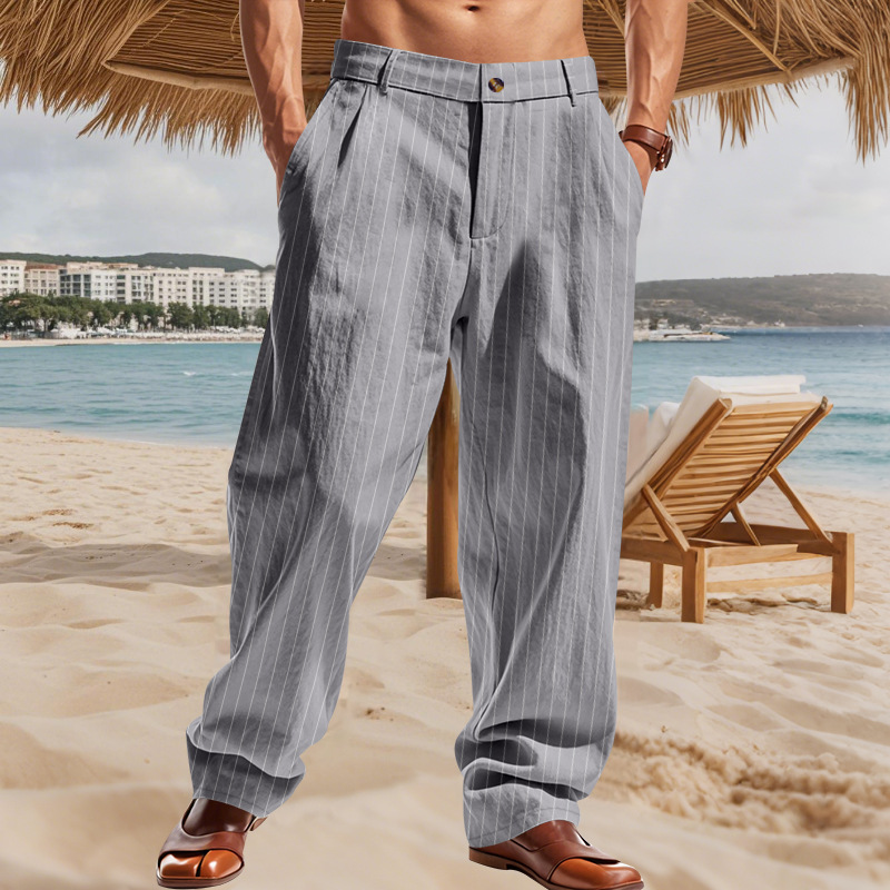 Men's Casual Striped Straight Loose Casual Pants MTA1321F1X