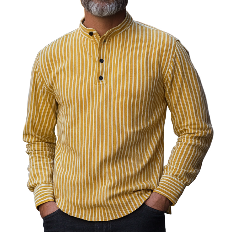 Men's Casual Trendy Striped Henley Shirt 31672766F