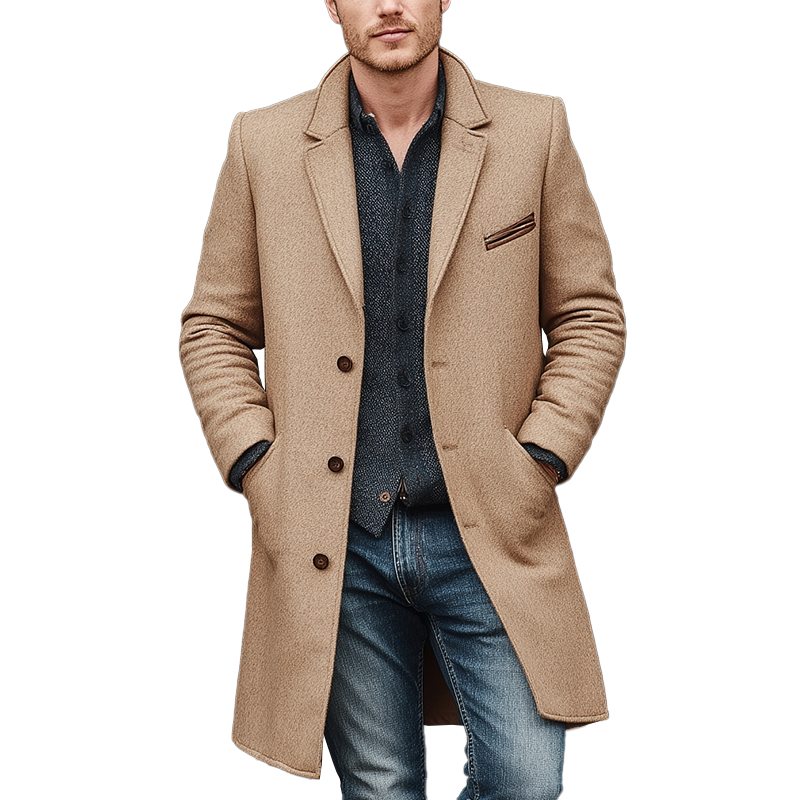 Men's Winter Simple Faux Wool Mid-length Coat MTA1597J3P