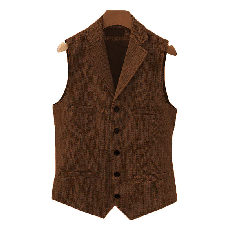 Gilet de costume à simple boutonnage à revers classique vintage pour homme 15824060M