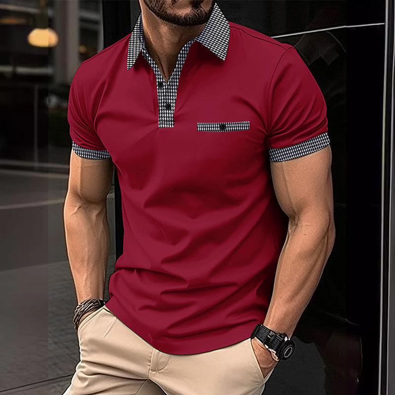 Men's Button Down Colorblock Sports Short Sleeve  Polo Shirt 86428180X