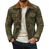 Men's Army Green Washed Denim Jacket 34769936U