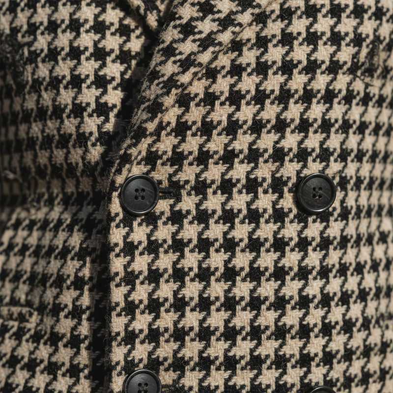 Men's Winter Fashion Houndstooth Imitation Wool Double-breasted Lapel Short Coat MTA2665I6P