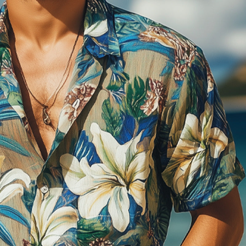 Men's Summer Hawaiian Vacation Print Short Sleeve Shirt MTA2699E1U