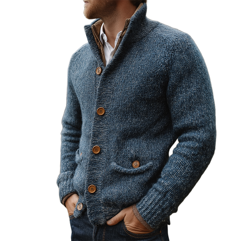 Men's Retro Casual Knitted Stand Collar Button Cardigan MTA2586I7TO