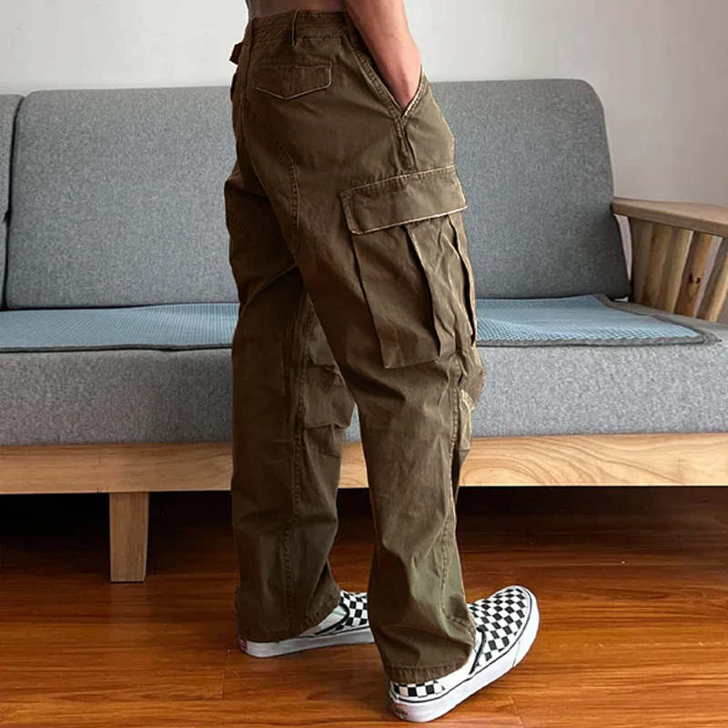 【Envío en 24 horas】Pantalones cargo paracaidistas resistentes al desgaste con bolsillos grandes y sueltos para hombre 35879567Z