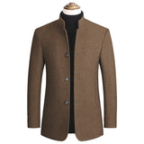 Men's Stand Collar Single Breasted Woolen Coat 24670532Z