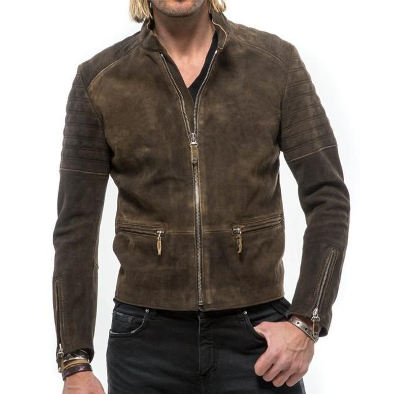 Men's Vintage Casual Slim Fit Zipper Suede Jacket 30373055K