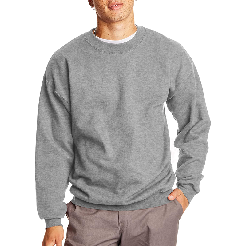 Men's Solid Color Round Neck Long Sleeve Cotton Blend Sweatshirt 98772137Z