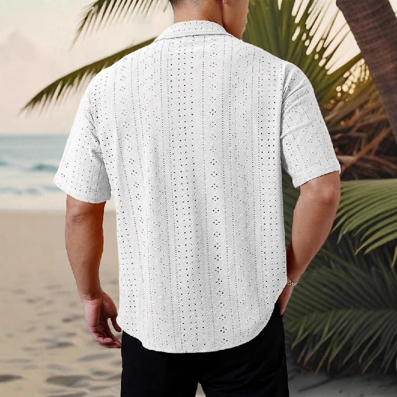 Men's Knitted Lapel Short-sleeved Shirt 73187530X