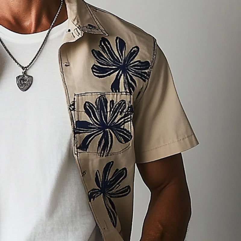 Men's Fashion Printed Short Sleeve Jacket Shirt 60198448P