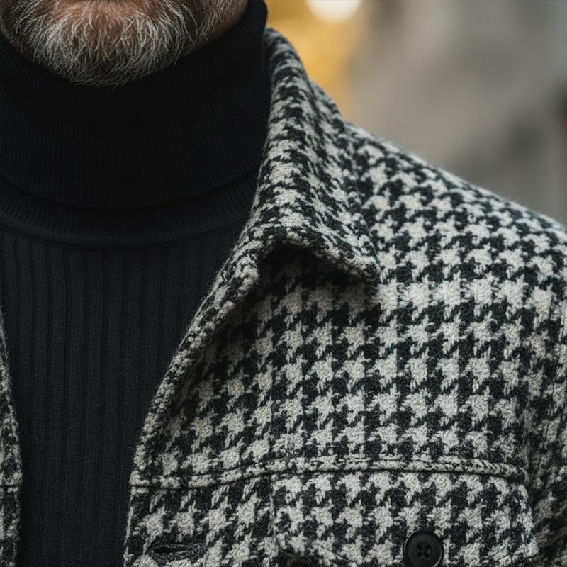 Men's Winter Retro Houndstooth Faux Wool Jacket MTA1203K5P