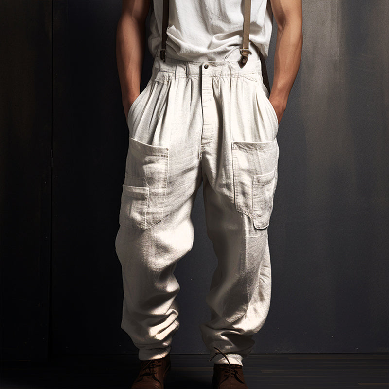 Men's Retro Casual Linen Breathable Loose Long Pants 04974970TO