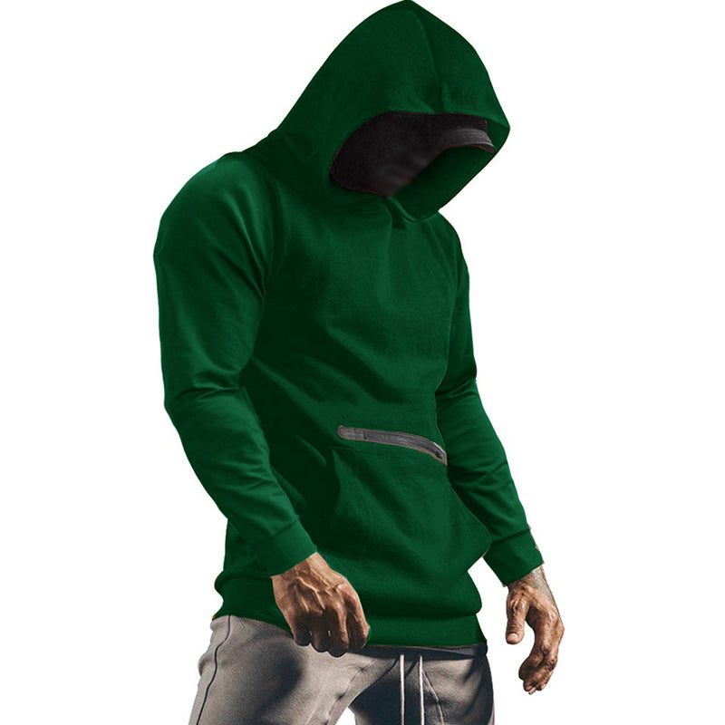 Men's Casual Solid Color Hooded Long Sleeve Sweatshirt 55739411Y