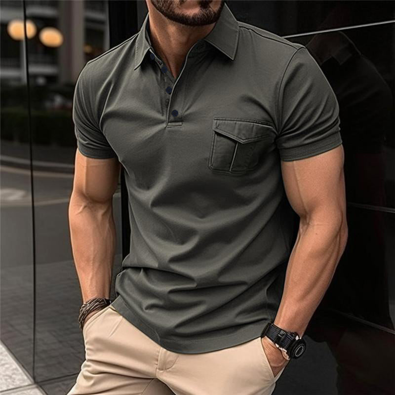 Polo casual da uomo a maniche corte con risvolto sottile 18107009M