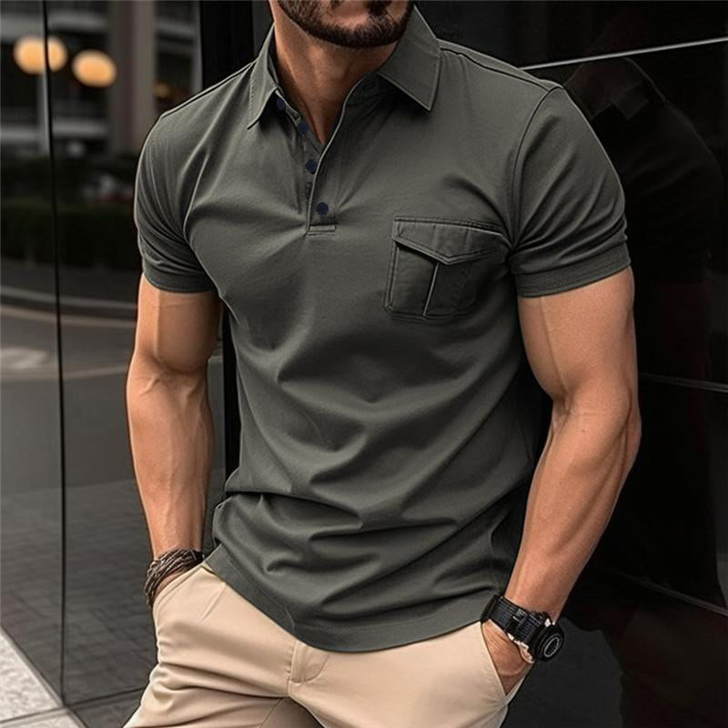 Men's Casual Slim Lapel Short Sleeve Polo Shirt 18107009M