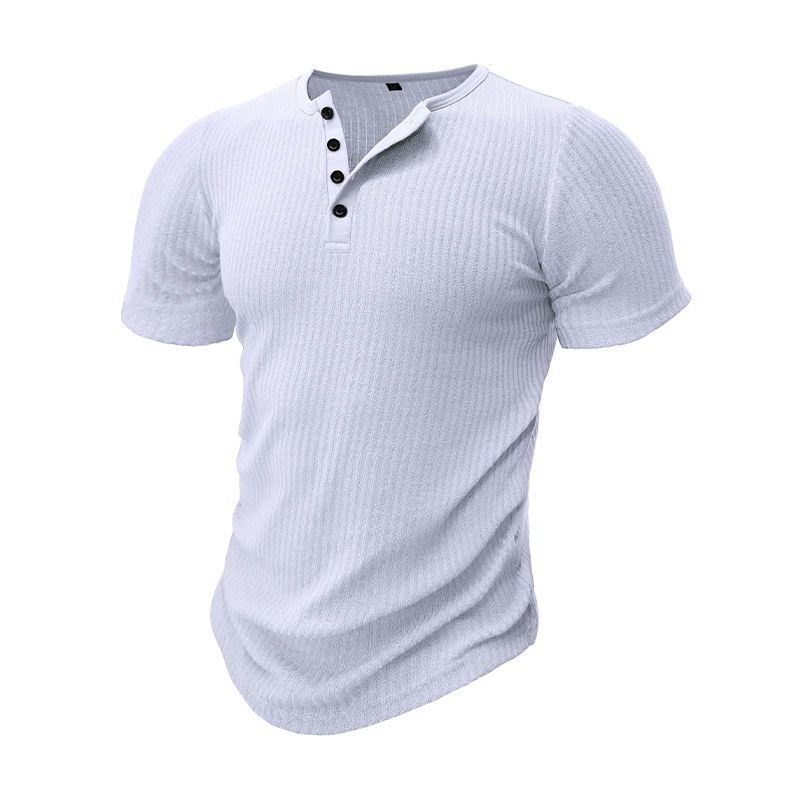 Klassisk uformelt Slim Fit V-hals knappermet T-skjorte for menn 60296262K