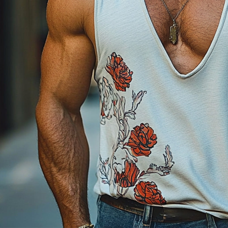 Men's Deep V Neck Printed Vest 28733215P