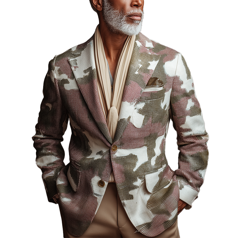 Men's Stylish Camouflage Print Suit Jacket MTA1169H2P