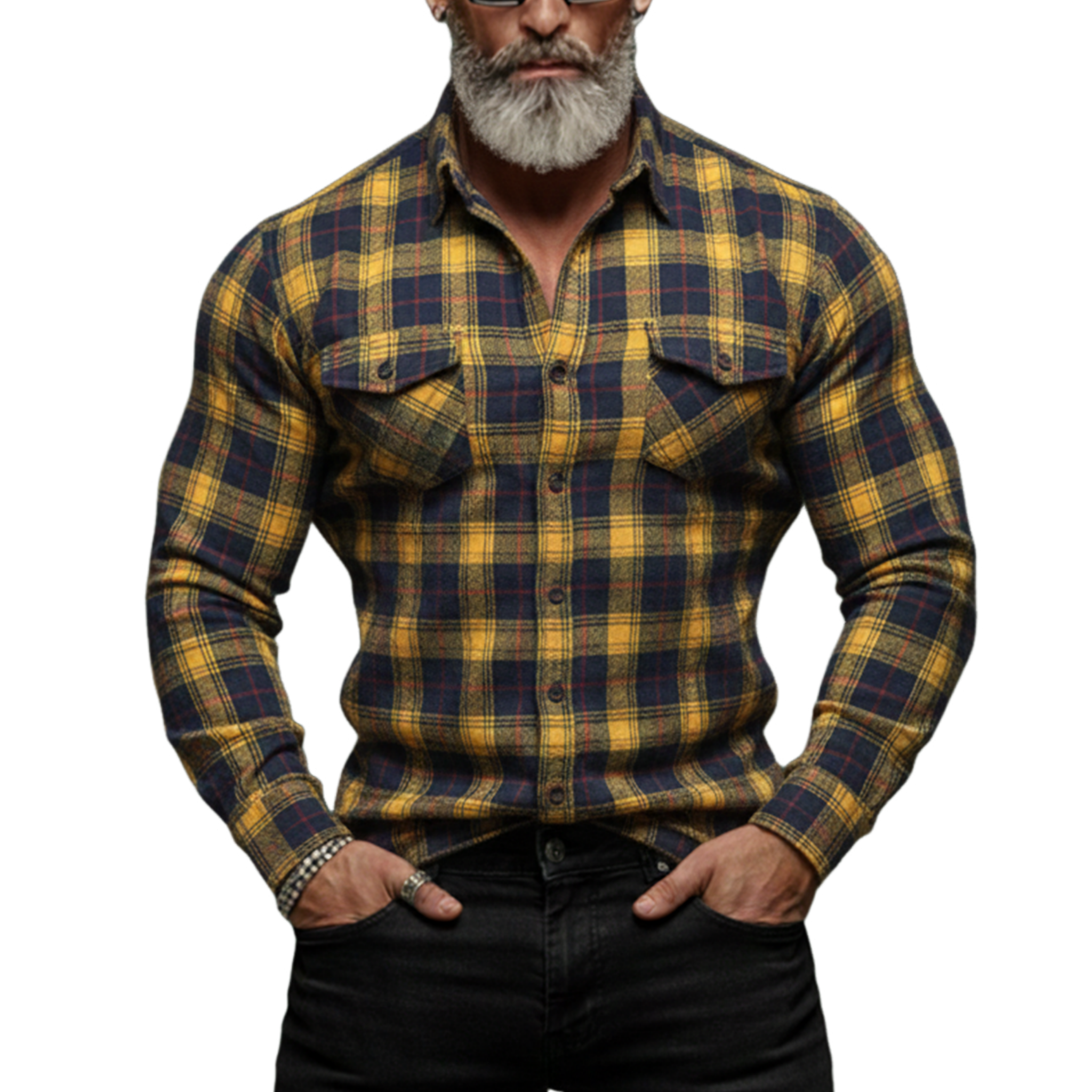 Men's Classic Casual Plaid Brushed Cotton Blend Long-sleeved Shirt MTA1374K4K