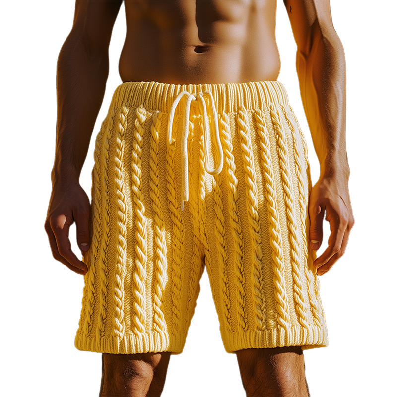 Men's Summer Fashion Casual Three-Dimensional Texture Knitted Elastic Waist Shorts MTA2066F5K