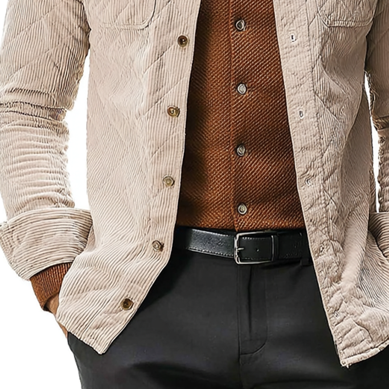 Men's Corduroy Quilted Lapel Single-Breasted Jacket MTA1619H9X