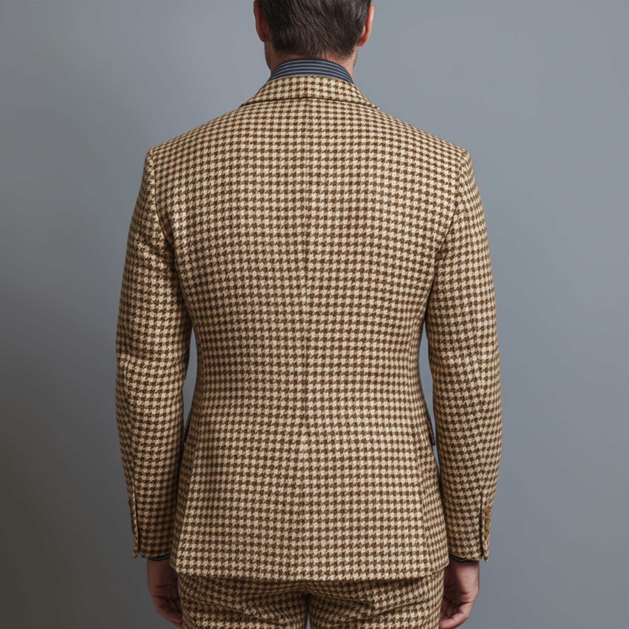 Men's Classic Retro Single-breasted Houndstooth Wool Slim-fit Blazer MTA2620K3K