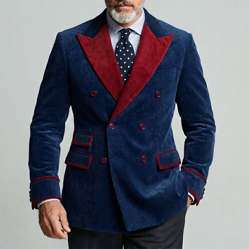 Men's Retro Patchwork Corduroy Lapel Blazer MTA0451L0X