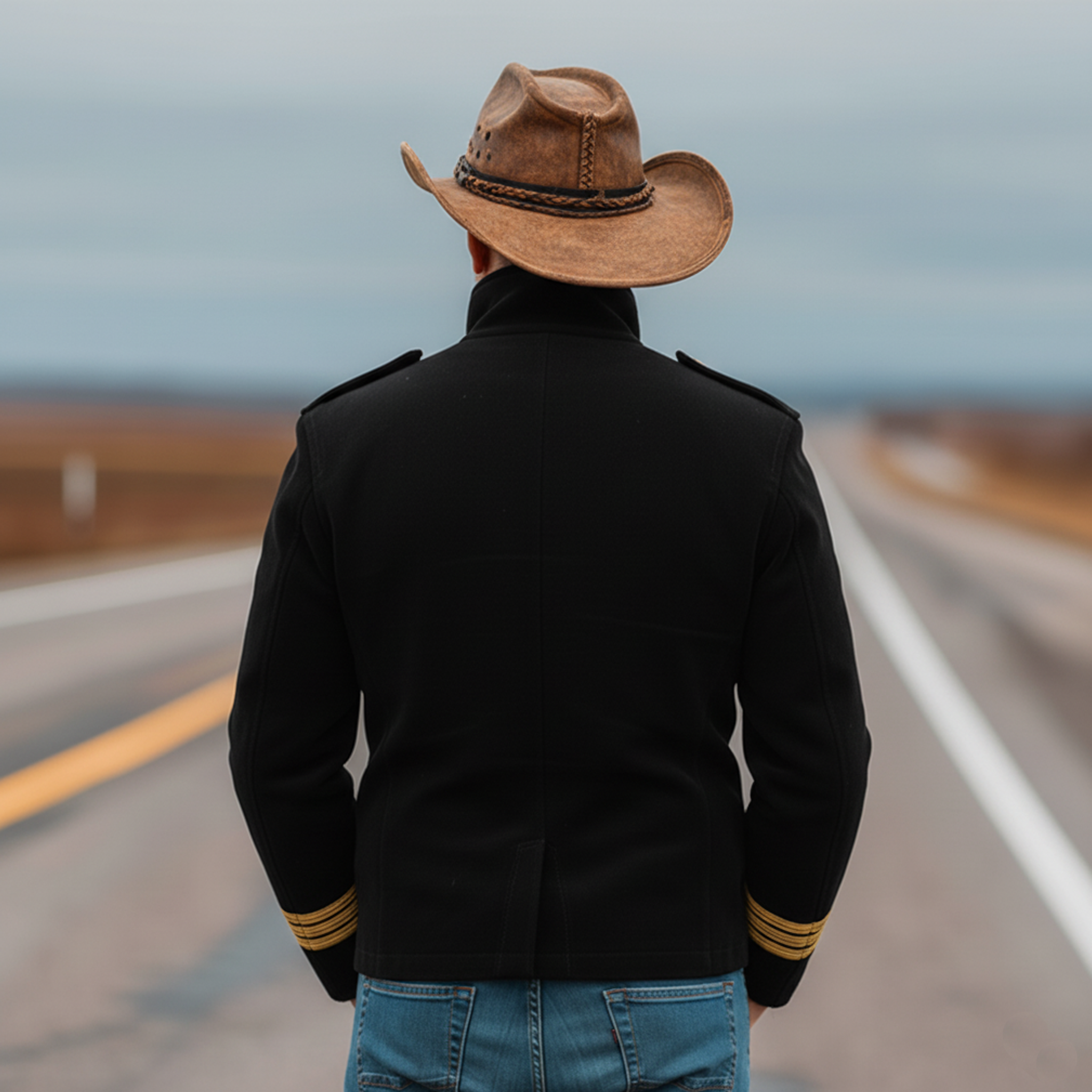 Men's Classic Retro Western Style Stand-up Collar Faux Velvet Jacket MTA0455L7K