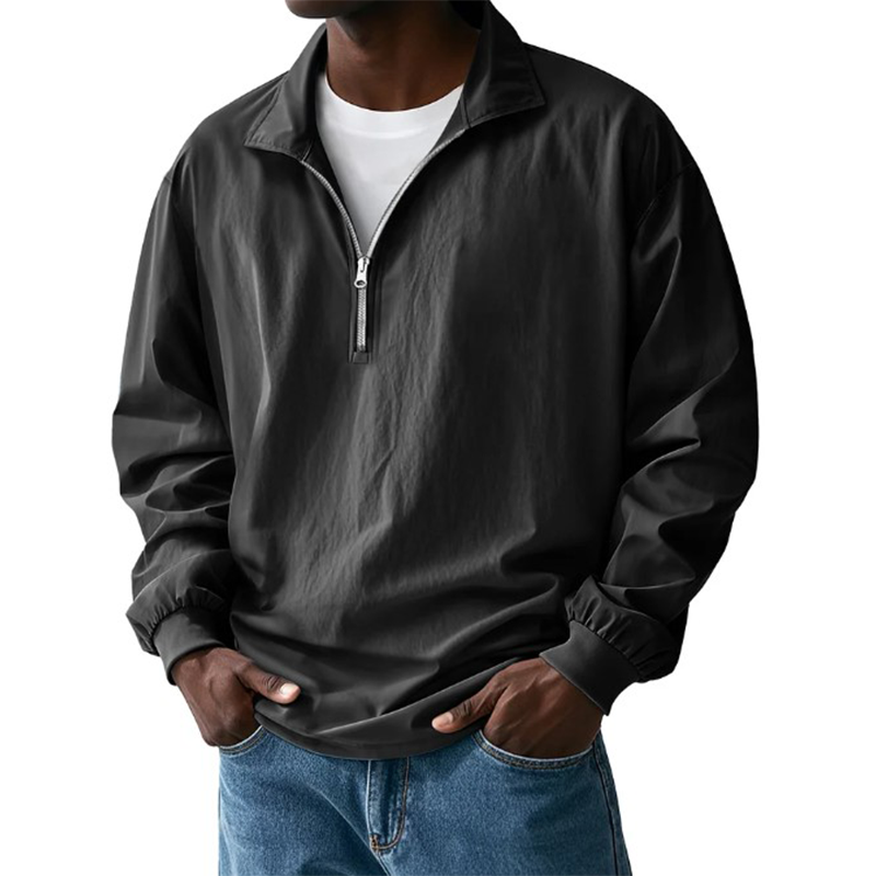 Men's Solid Color Textured Thin Long-Sleeved Jacket MTA3051G7P