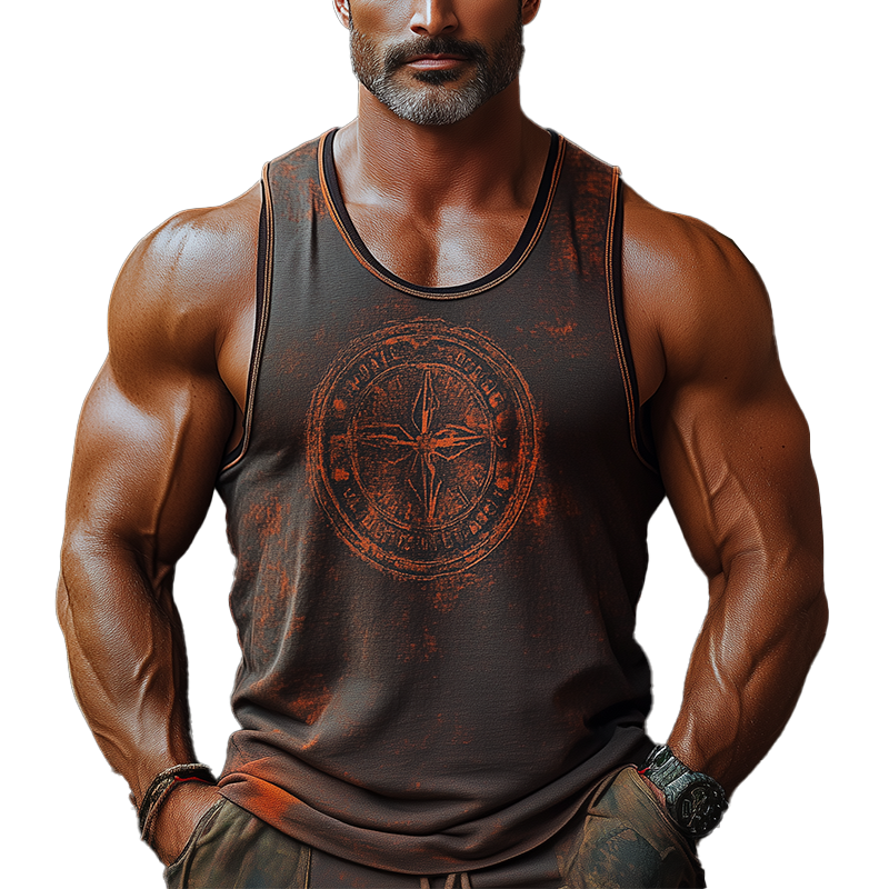 Herre sommermote-tanktopp i polyesterblanding med trykk MTA0632F6P