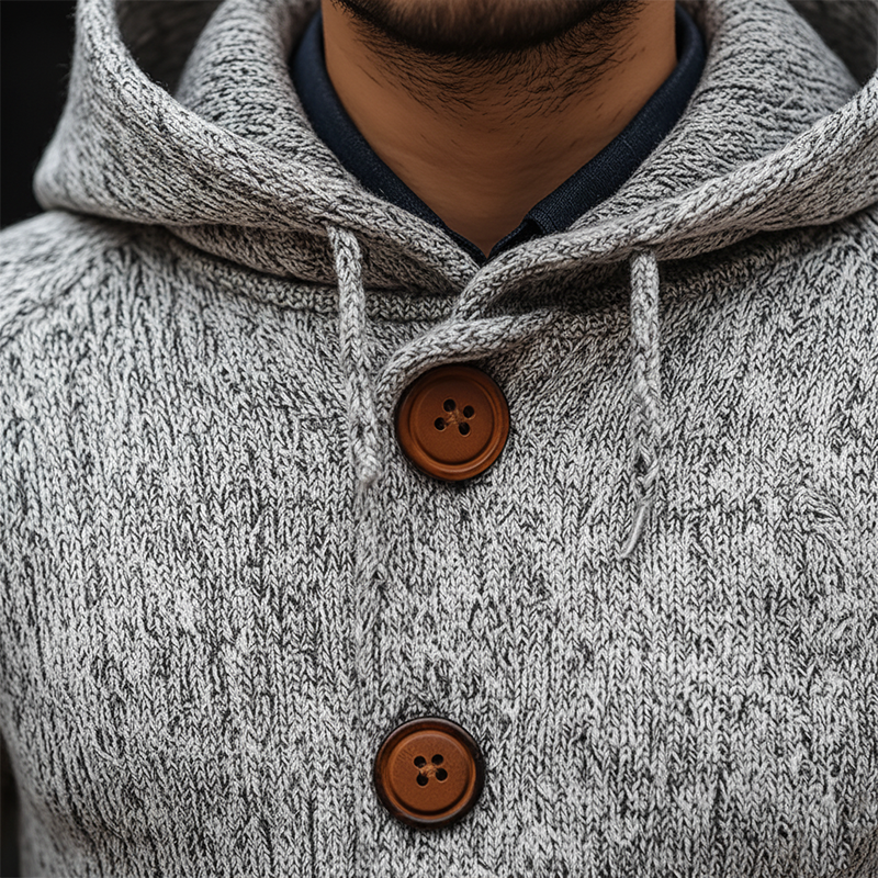 Men's Retro Cotton Yarn Knitted Hooded Cardigan MTA2903J1P