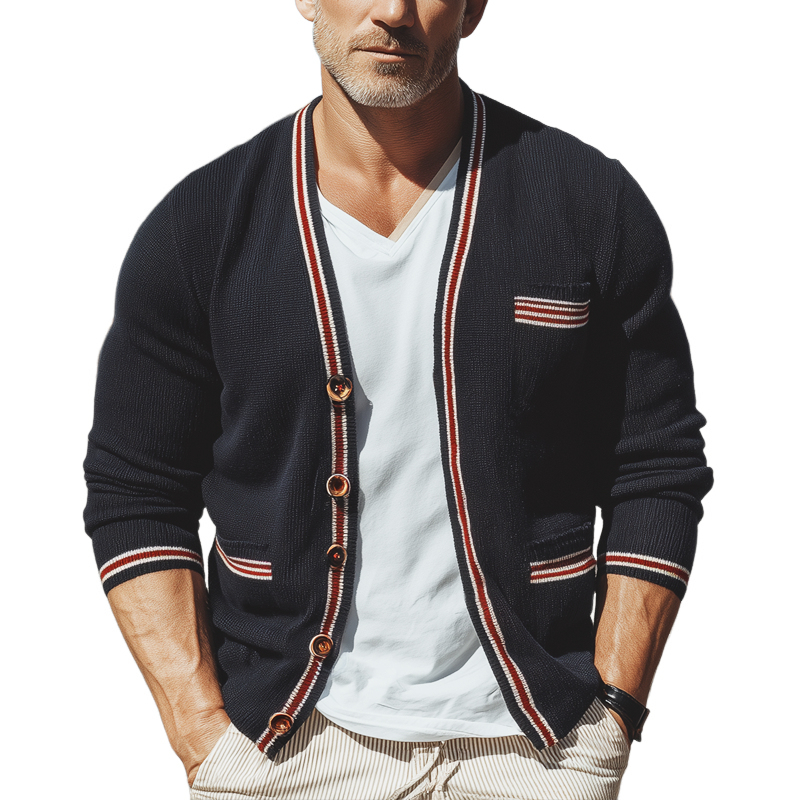 Men's Classic Color-block Button-down Knitted Cardigan MTA1885I7U