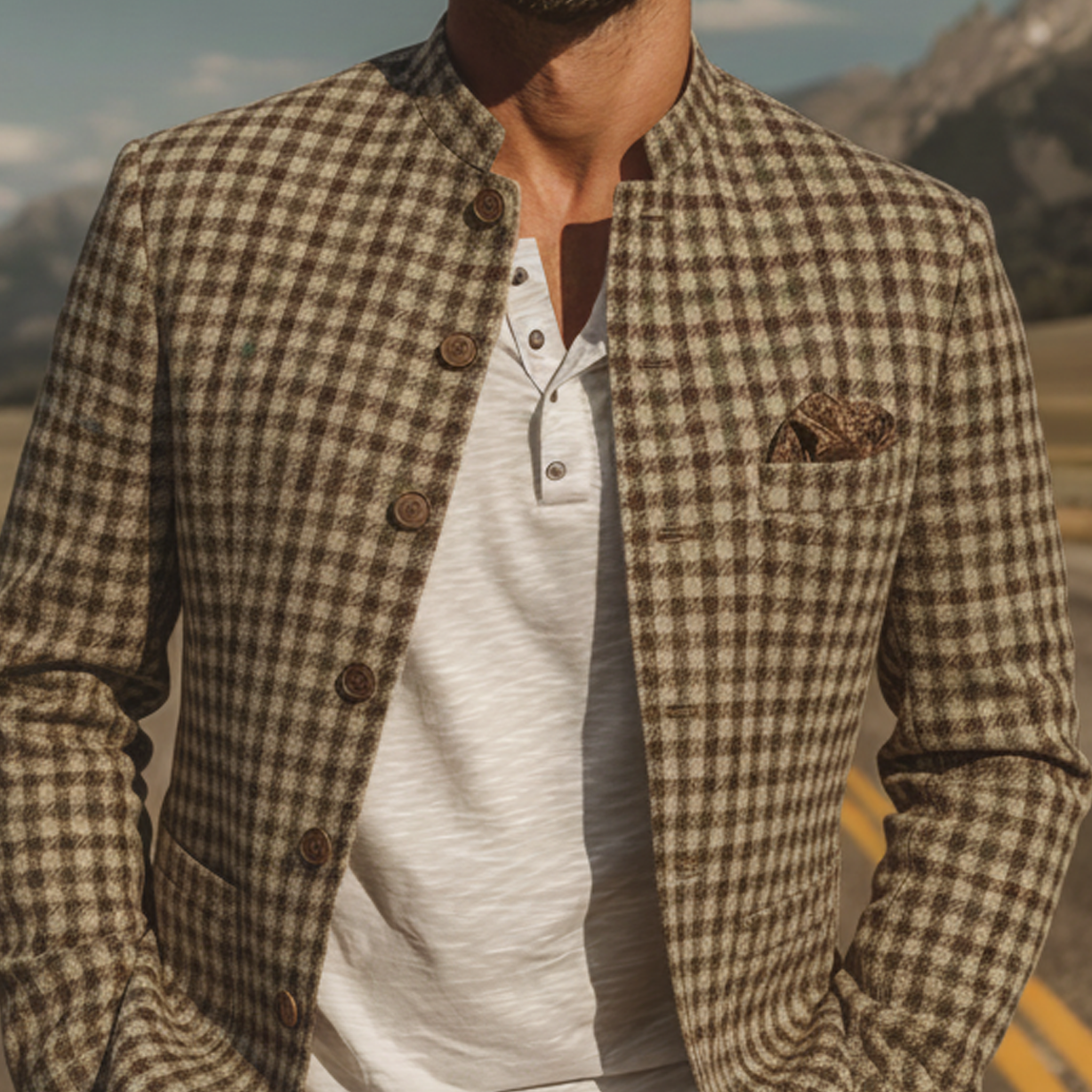 Men's Classic Vintage-style Wool-blend Stand-collar Jacket MTA1121L6K