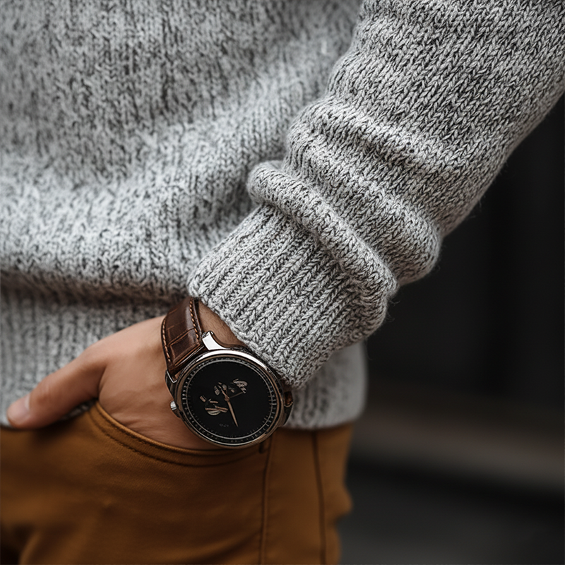 Men's Retro Cotton Yarn Knitted Hooded Cardigan MTA2903J1P