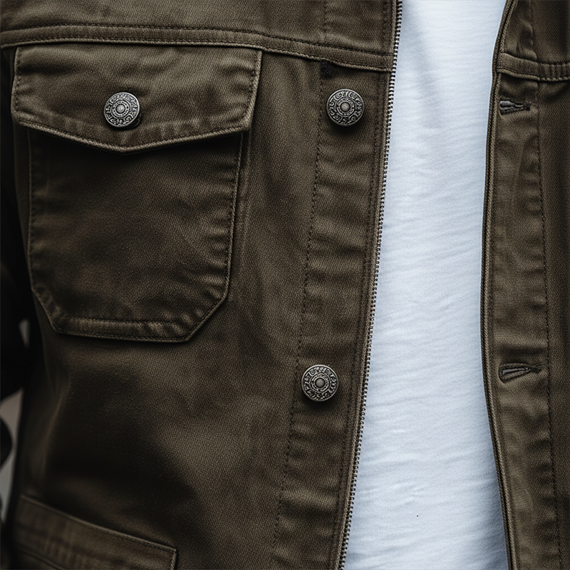 Men's Retro Washed Multi-Pocket Denim Jacket MTA1507K2P