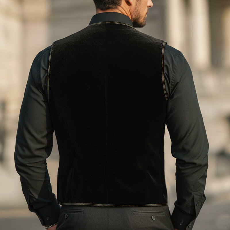 Men's Classic Embroidered Velvet Notched Lapel Slim-fit Vest MTA1651L6U