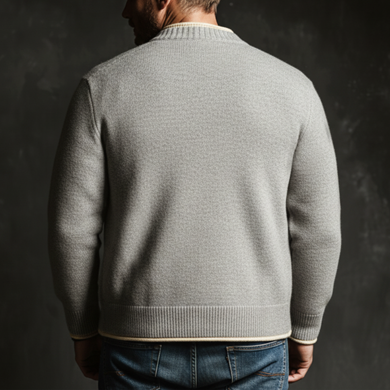 Men's Classic Stylish Color-block Imitation Two-piece Button-up Knitted Cardigan MTA2635L2U