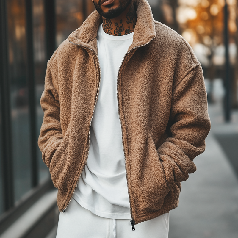 Men's Retro Casual Fleece Warm Zip-Up Jacket MTA3167J2TO