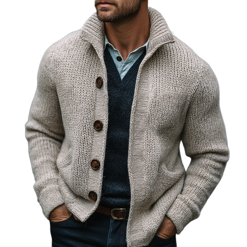 Men's Vintage Casual Knit Button Cardigan MTA2171J2TO