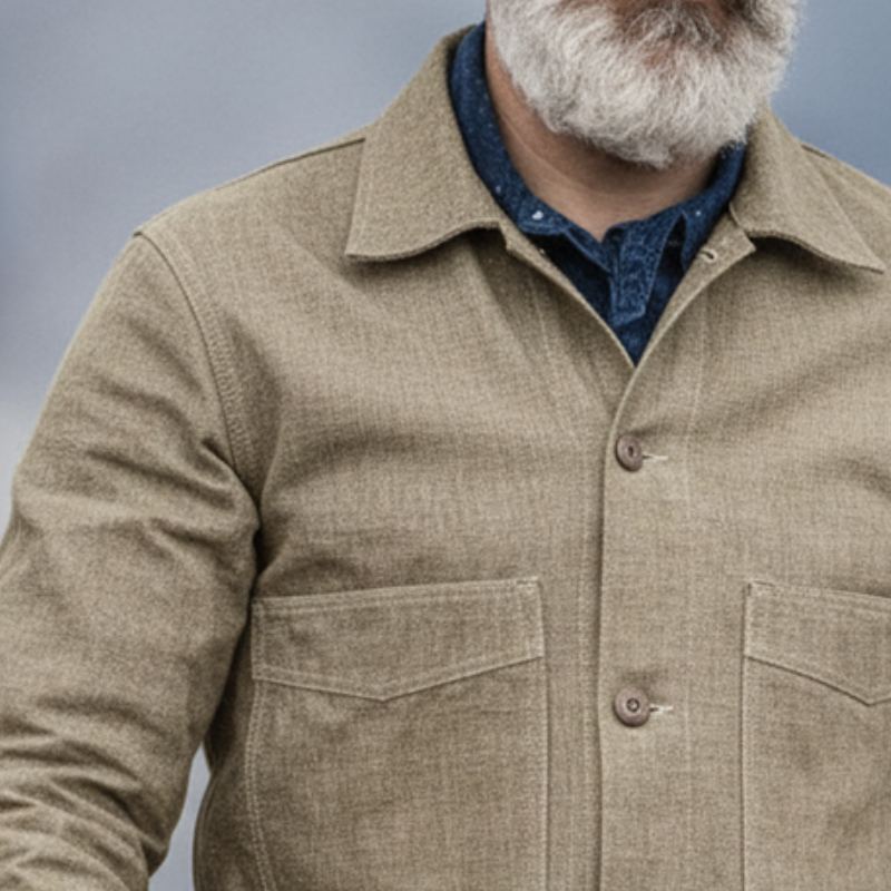 Men's Retro Casual Washed Canvas Durable Western Style Lapel Jacket MTA2965I8TO