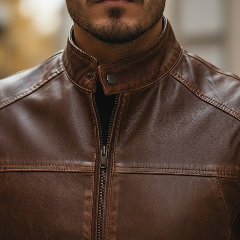 Men's Retro Distressed PU Faux Leather Zipper Sleeveless Vest MTA2332L8P