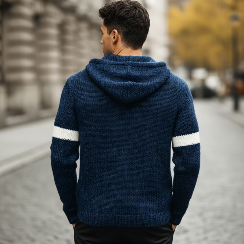 Men's Urban Casual Ocean Striped Knit Hoodie MTA0896L9U