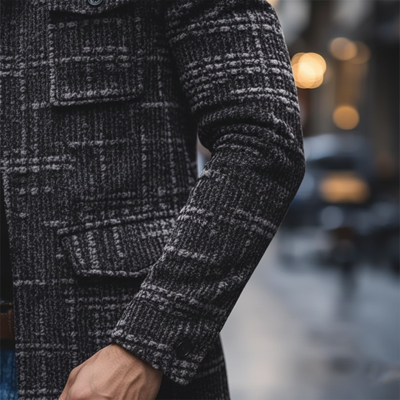 Men's Winter Retro Slub Chenille Collar Warm Jacket MTA0382K2P