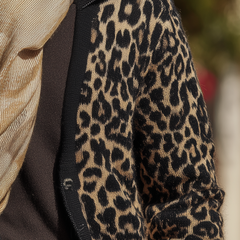 Men's Vintage Leopard Print Knitted Thin Cardigan MTA0732H6P
