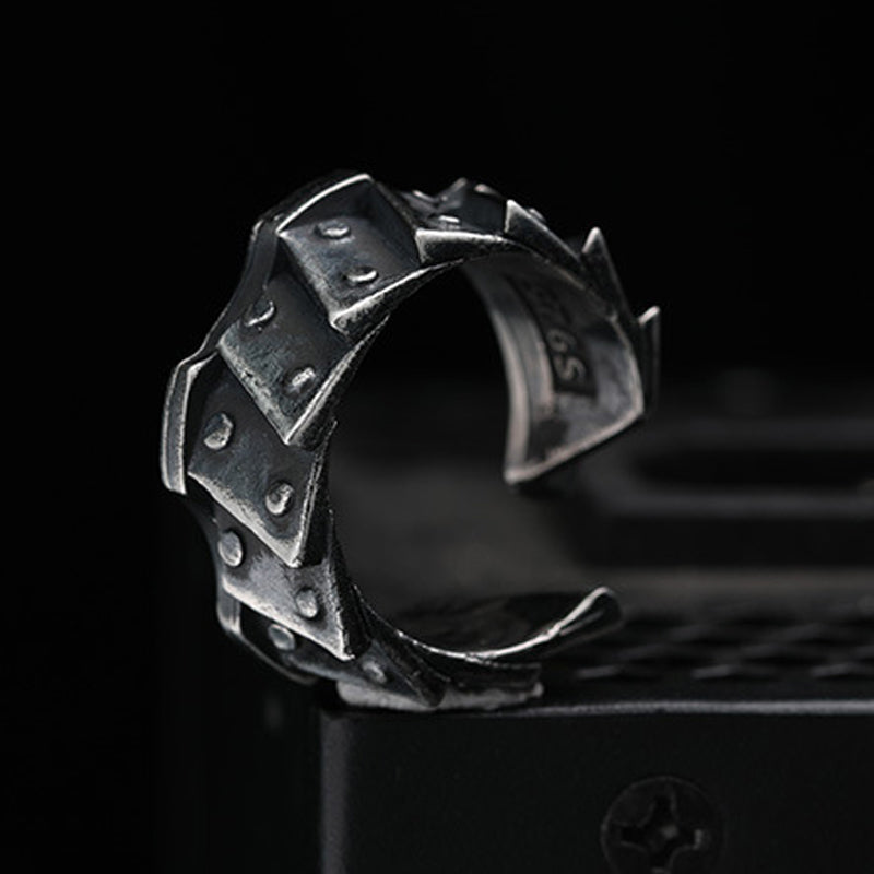 Men's Fashion Motorcycle Gear S925 Silver Adjustable Ring MTA3025F0M